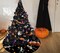 36" Halloween Tree Skeleton Skirt, Halloween Funny Skulls Pumpkin Black Orange Tree Skirts Mat Decorations, Festival Home Decor Indoor for Fall Farmhouse Party Supplies